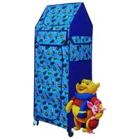 Kids Wardrobe - Fabric Zip Cover, 130cm Height X 46cm Length X 30cm Width | Easy To Assemble, 4 Rolling Wheels, Superior Quality, Space Saver With Two Side Pockets