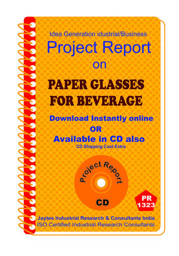 Paper Glasses for Beverage manufacturing Project Report eBook