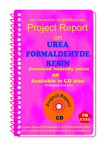 Urea Formal Dehyde Resins manufacturing Project Report eBook
