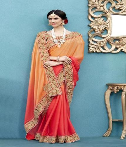 Ladies Stone Work Saree - Cadbury Silk, Length: 5.5 Meters, Blouse: Banglory Silk | Zari Resham Embroidery, Lace Border, Durable Fabric, Elegant Design, Soft Texture, Stylish Look