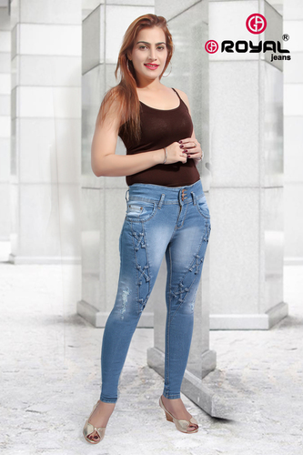 Ladies Jeans - Denim Material, Waist Size 28-40, Sky Blue Color | Breathable, No Fade, Washable, Perfect for All Seasons