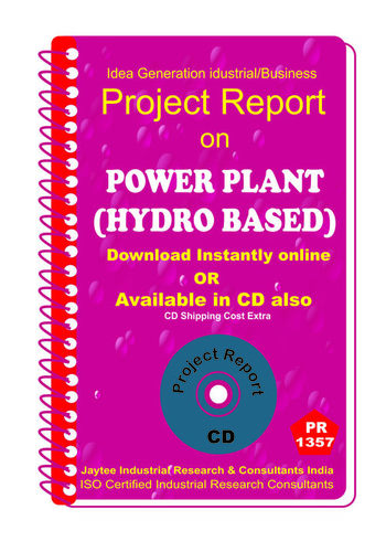 Power Plant (Hydro Based) establishment Project Report eBook