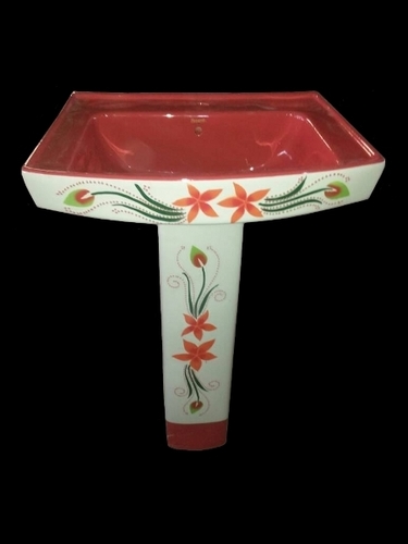 Elongated Ceramic Square Pedestal Wash Basin - 25-30 kg Weight, Wall Mounted Design | Highly Durable Construction