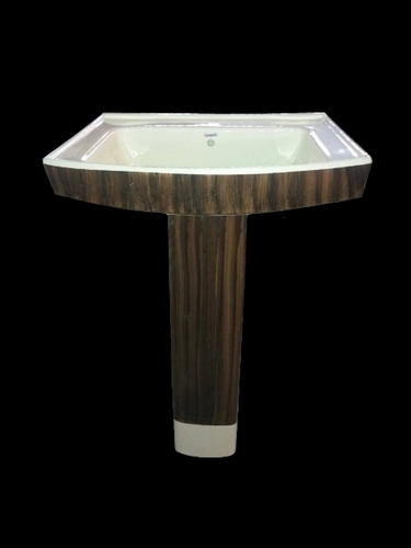 Highly Durability Wooden Finish Pedestal Wash Basin