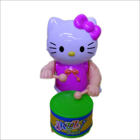 Wind Up Cat Drummer Plastic Toy