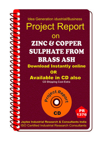 Zinc and Copper Sulphate From Brass Ash manufacturing eBook
