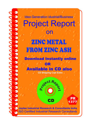 Zinc Metal From Zinc Ash Project Report eBook