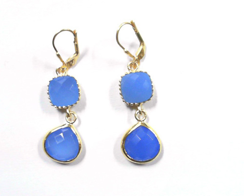 925 Sterling Silver Blue Chalcedony Designer Earring
