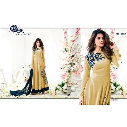 Semi Stitched Dress Materials - Georgette Top With Satoon Bottom, Nazmin Dupatta | All Season Ethnic Wear, Dry Clean Recommended, 54" Length
