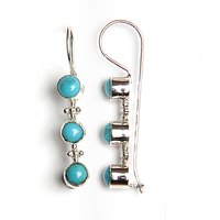 925 Sterling Silver Round Cab Turquoise Gemstone Earring Gender: Children