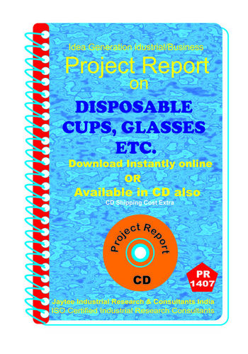 Disposable Cups Glasses etc manufacturing eBook
