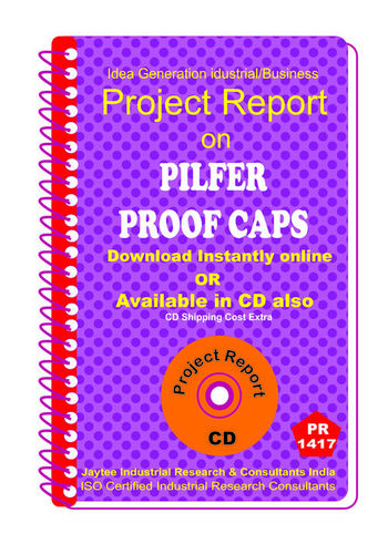 Pilfer Proof Caps manufacturing Project Report eBook