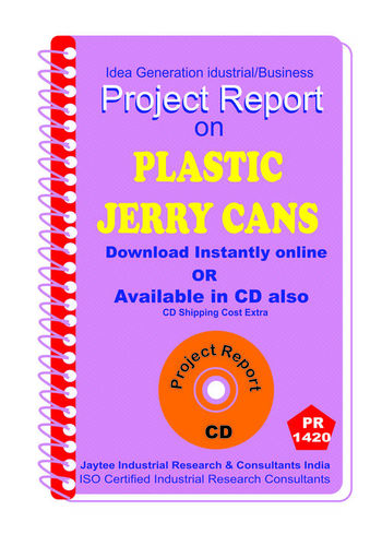 Plastic Jerry Cans manufacturing Project Report eBook