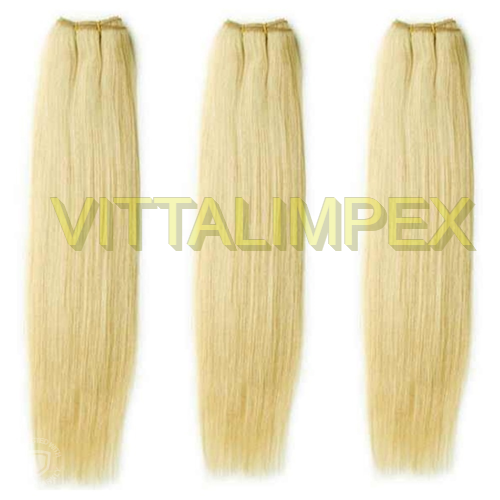 Blonde remy weft hairs