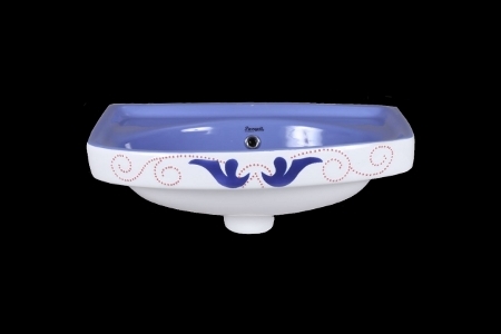 Vitrosa Printed Wash Basin - Ceramic, Square, Wall Mounted, 20-54 kg | Good Looking Design, Ideal for Modern Bathrooms