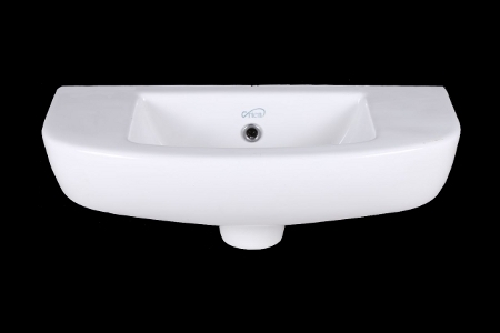 Small Plain White Wash Basin - Ceramic, 20-25 kg, Round Shape | Wall Mounted Design with High Durability