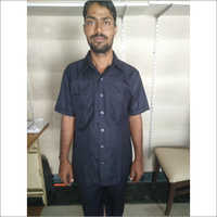 Raymond Blue Safari Suit Collar Type: Polo Shirt