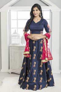 Navy Blue Designer Lehenga Saree