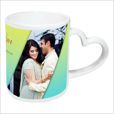 White Mug Heart Handle Printing Service