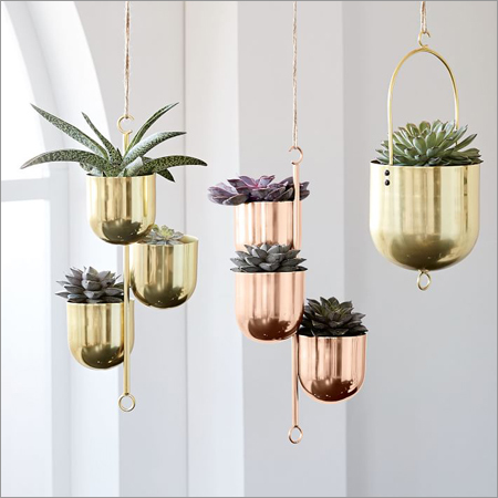Rose Gold Hanging Metal Planter