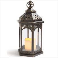 Candle Lantern - Glass & Metal, 12x8x8 Inches, Bronze | Aesthetic Look, Durable Material, Easy To Use, Elegant Style, Rustic Charm, Vintage Appearance, Warm Glow