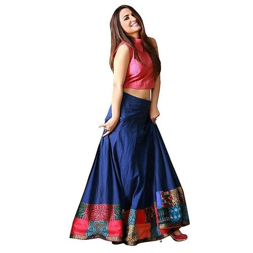 Navy Blue & Pink Long Skirts