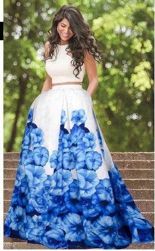 White & Blue Women Long Skirts