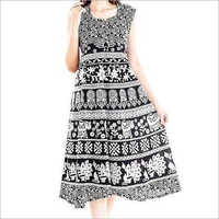 Ladies Jaipuri Black White Maxi Dress