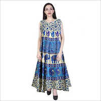 Jaipuri Printed Long Casual Wear Dress