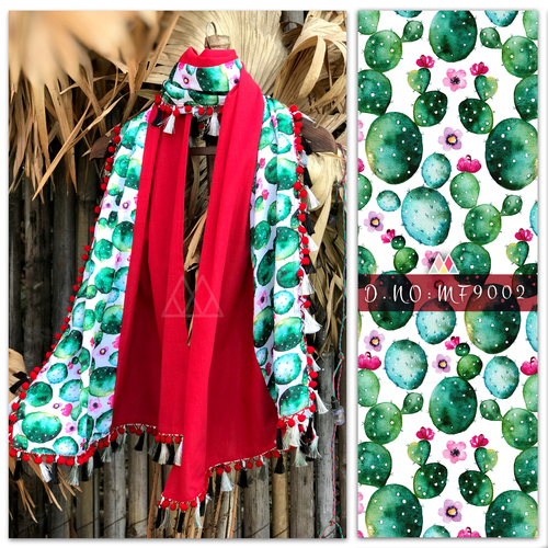 Red Printed Dupatta