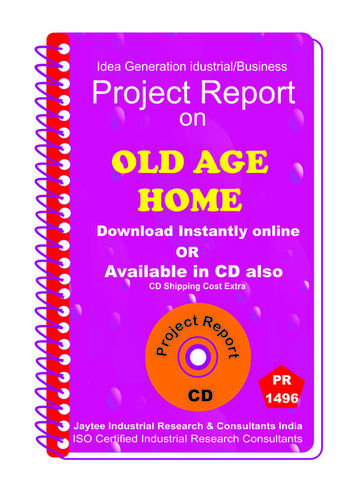 Old Age Home establishment Project Report eBook