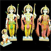 Ram Darbar Marble Statue - White Marble, Multi Size, Rectangular Shape, Handcrafted, Glossy Finish | Suitable For Temple Worship, Traditional Design
