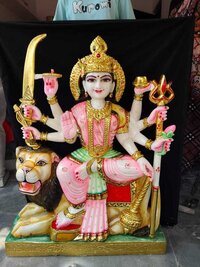 Marble Shero Wali Mata Statue - Regional Style: Indian