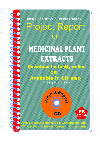 Medicinal Plant Extracts manufacturing Project Report eBook