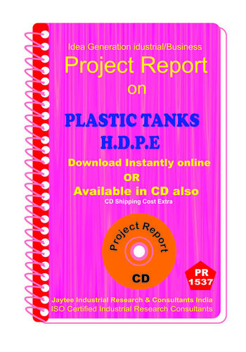 Plastic Tanks H.D.P.E manufacturing Project Report eBook