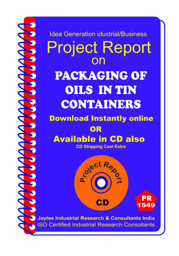 Packaging of Oils in Tin Containers manufacturing eBook