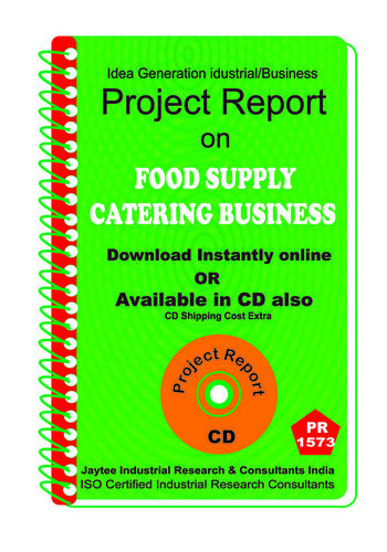 Food Supply Catering Business establishment Project Report eBook