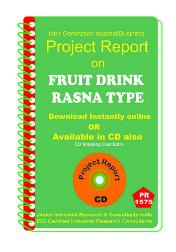 Fruit Drink Rasna Type II manufacturing Project Report eBook