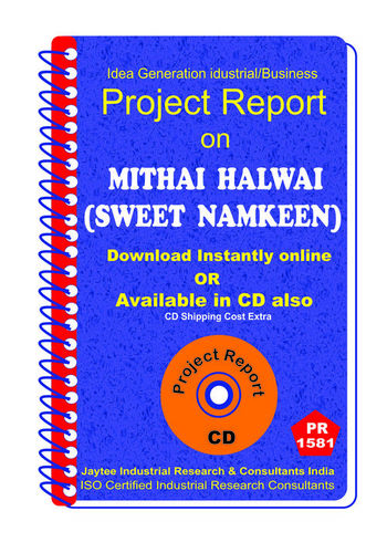 Mithai Halwai (Sweet Namkeen) manufacturing Project Report eBook