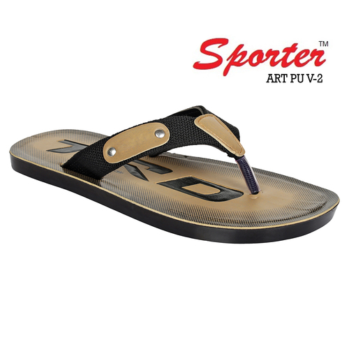 Sporter Men/Boys PU V-2 Black Flip-Flop & Slipper