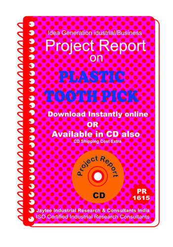 Plastic Tooth Pick manufacturing project Report eBook