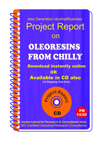 Oleo Resins From Chilly II Manufacturing Project Report eBook - Digital Format, 24 Chapters | Detailed Analysis, Market Insights, Financial Projections, Manufacturing Process