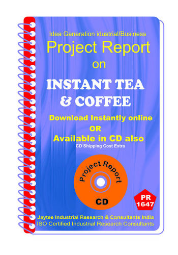 Instant Tea and Coffee manufacturing Project Report eBook