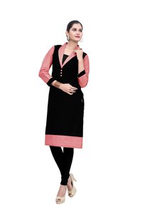 Black & Pink Winter Kurtis