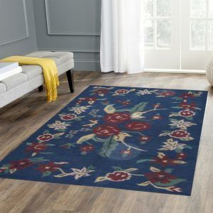 Multi Red Rose Cotton Wool Rug