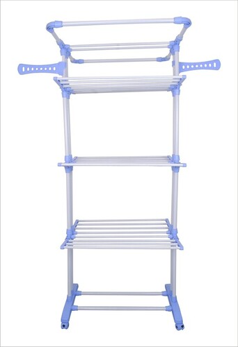 White And Blue Foldable Cloth Drying Stand