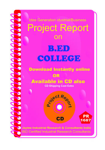B.ED College establishment Project Report eBooK