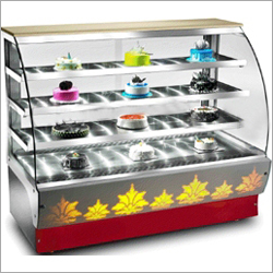 Pastry Display Counter - Acrylic and Glass Silver Color | Modern Design Polished Finish LED Lighting Dual PVC Elements