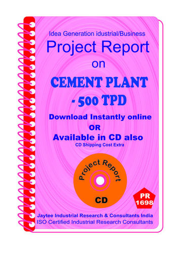 Cement Plant -500 TPD establishment Project Report eBooK