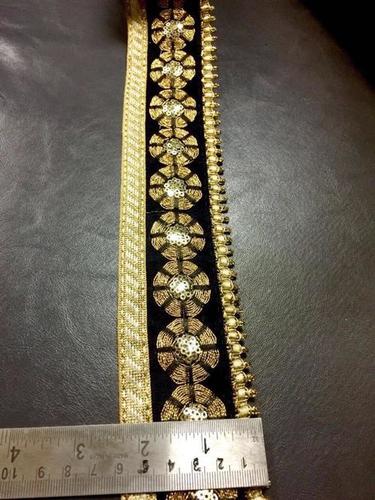 Maharani Lace - 3 MM One-Sided | Embroidered Fabric Elegant Black Design